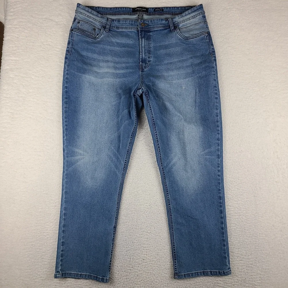 Kenneth Cole Jeans Mens 42x30‎ Blue Athletic Fit Light Wash Denim *